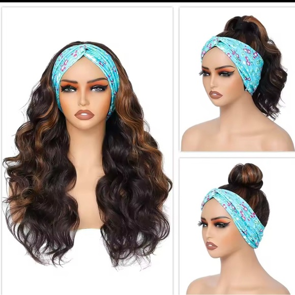 Brown Highlight Headband Wig 26 inch made From synthetic fiber. - Picture 2 of 4